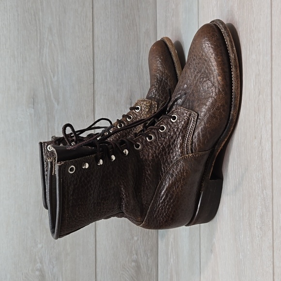 Vintage Justin Mens Y2K Leather 90 shoes combat sz 8D - Picture 1 of 13